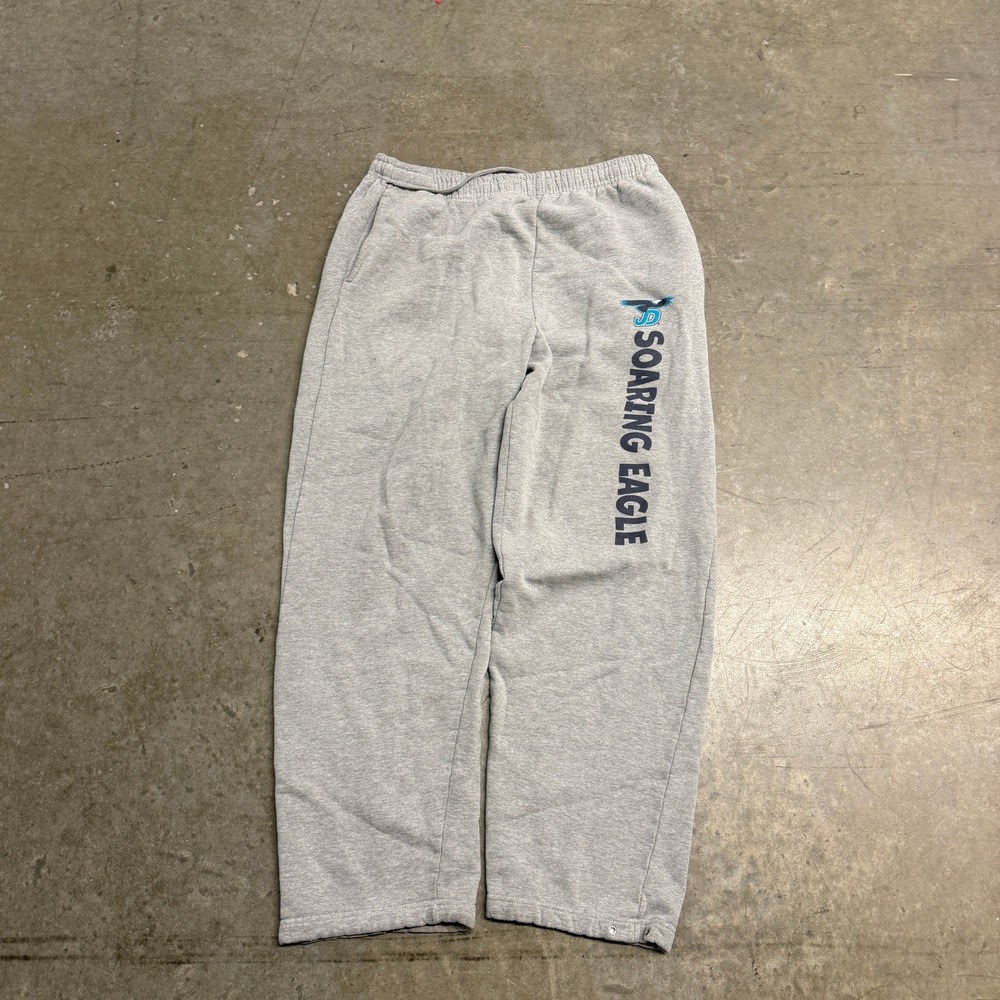 Soaring Eagle Mens Sweatpants Gray Fleece Graphic Joggers Straight Leg Size L
